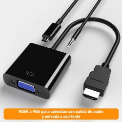 Adaptador HDMI a VGA con corriente