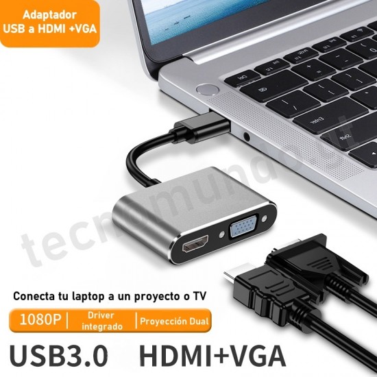 USB a HDMI + VGA