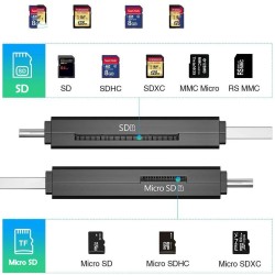 Adaptador Micro SD/SD a USB, Micro USB y Tipo C